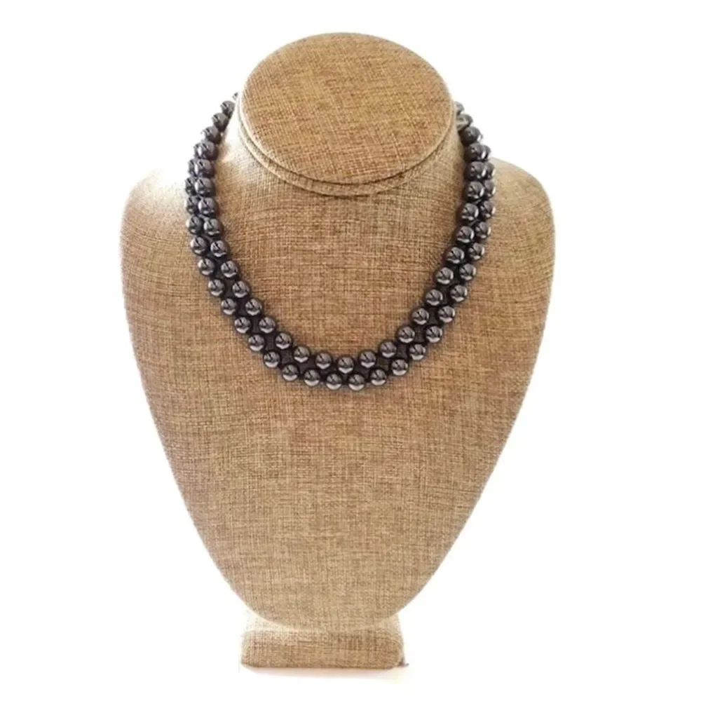 Vintage Hematite Necklace 32 Inches Long